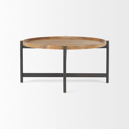 Mercana - Marquisa 34.25L x 34.25W x 16.5H Small Brown Wood w/ Black Metal Coffee Table - 70061 view 3