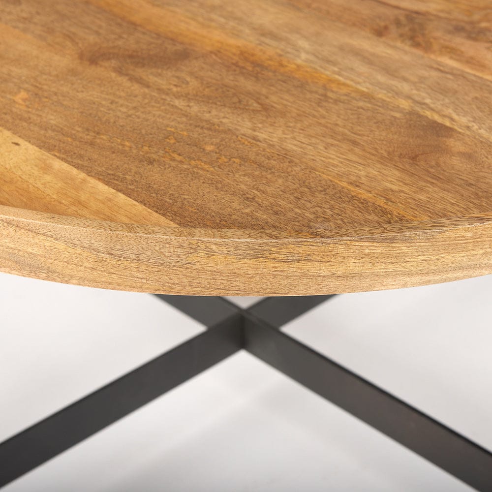 Mercana - Marquisa 34.25L x 34.25W x 16.5H Small Brown Wood w/ Black Metal Coffee Table - 70061 view 4