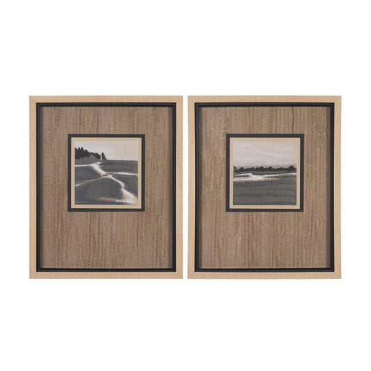 Mercana - Marshland Shadows by Mercana Studio a Hand Embellished Framed Art Print Matted under Glas (Set of 2) - 15634 view 1