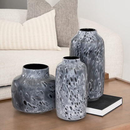 Mercana - Masai Small Black Mottled Glass Vase - 70348 view 8