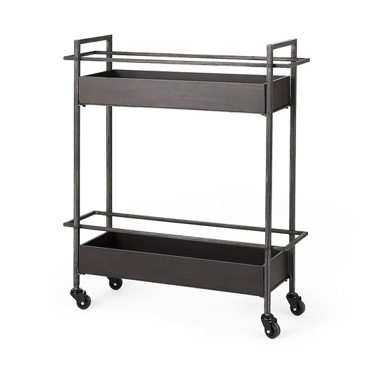Mercana - Masataka Metal Frame Two-Tier with Metal Shelves Rectangular Bar Cart - 50062_CLOSEOUT view 1