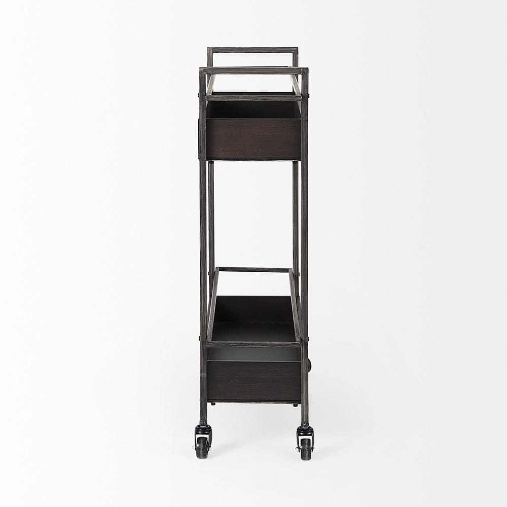 Mercana - Masataka Metal Frame Two-Tier with Metal Shelves Rectangular Bar Cart - 50062_CLOSEOUT view 3
