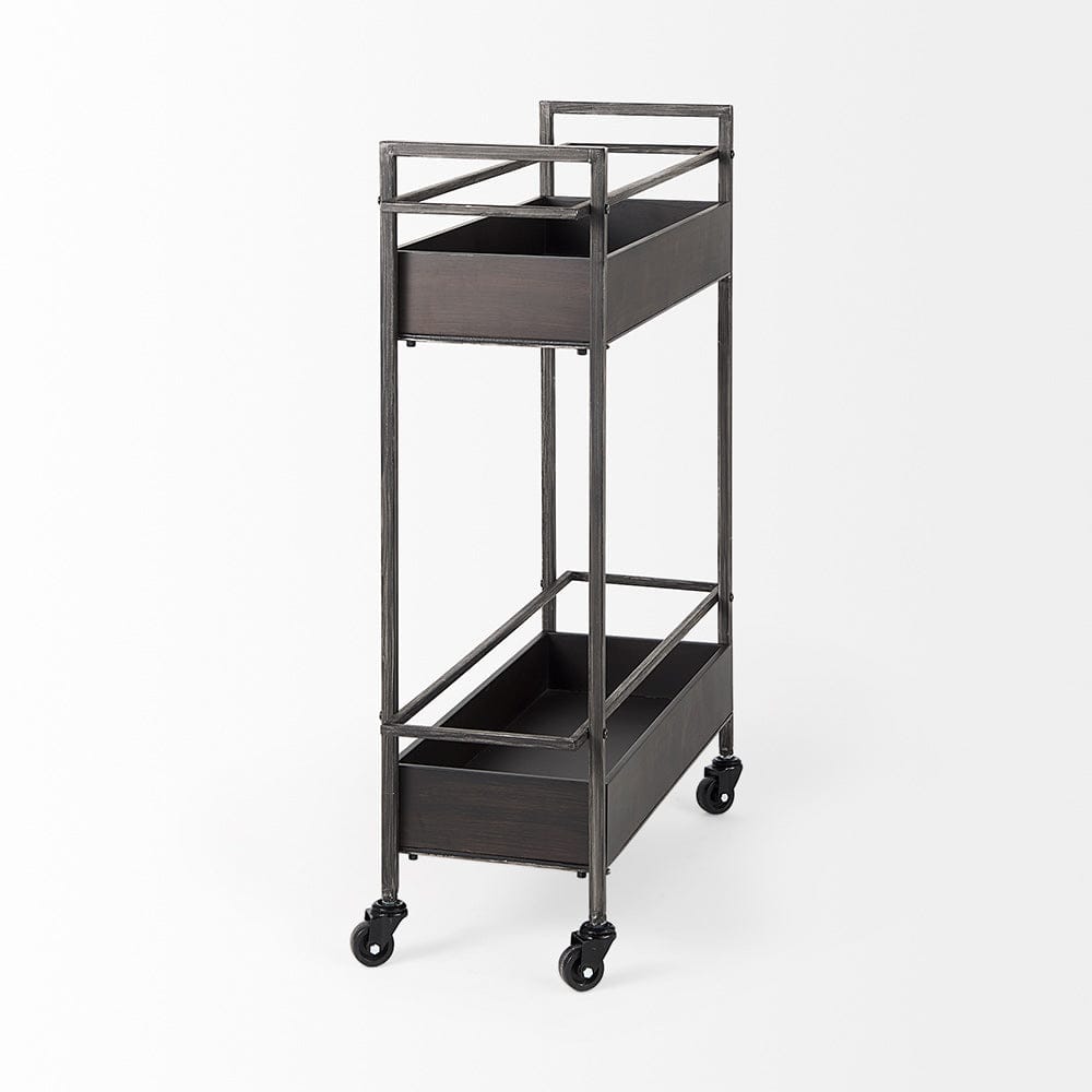 Mercana - Masataka Metal Frame Two-Tier with Metal Shelves Rectangular Bar Cart - 50062_CLOSEOUT view 4