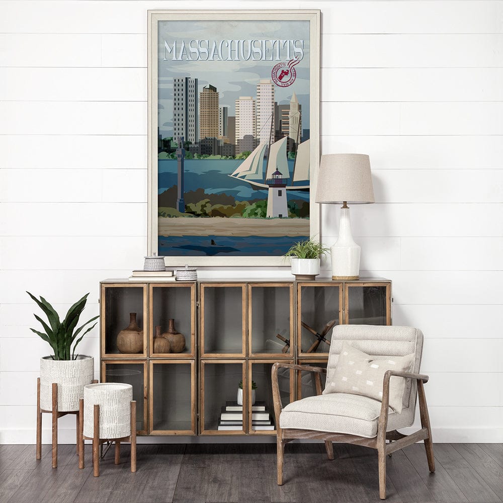 Mercana - Massachusetts Go USA XL by Mercana Studio Hand Embellished Decograph Framed Art Print under Glass - 13512 view 6