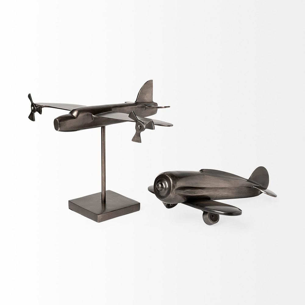 Mercana - Maverick I 12L x 16W Gray Metal Bomber Plane - 68954 view 2