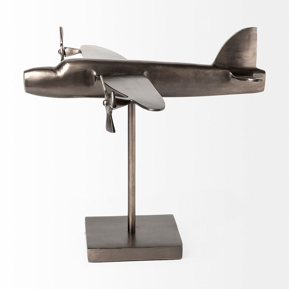 Mercana - Maverick I 12L x 16W Gray Metal Bomber Plane - 68954 view 4