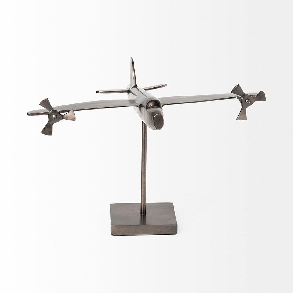 Mercana - Maverick I 12L x 16W Gray Metal Bomber Plane - 68954 view 5
