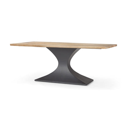 Mercana - Maxton Light Brown Wood w/ Dark Gunmetal Iron Metal Dining Table - 69847-AB view 1