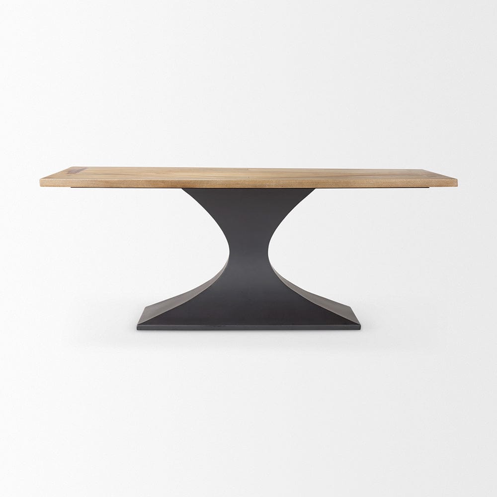 Mercana - Maxton Light Brown Wood w/ Dark Gunmetal Iron Metal Dining Table - 69847-AB view 2