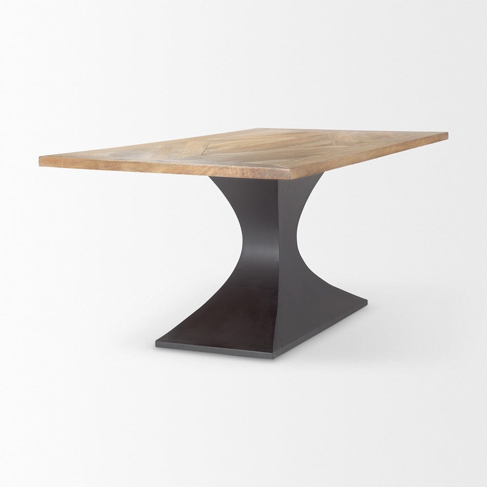 Mercana - Maxton Light Brown Wood w/ Dark Gunmetal Iron Metal Dining Table - 69847-AB view 4