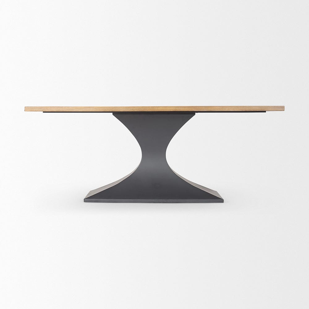 Mercana - Maxton Light Brown Wood w/ Dark Gunmetal Iron Metal Dining Table - 69847-AB view 5
