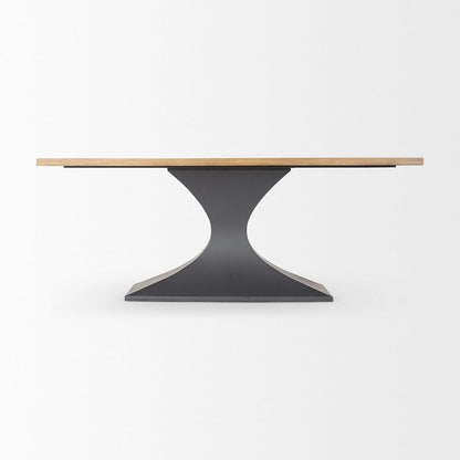 Mercana - Maxton Light Brown Wood w/ Dark Gunmetal Iron Metal Dining Table - 69847-AB view 5