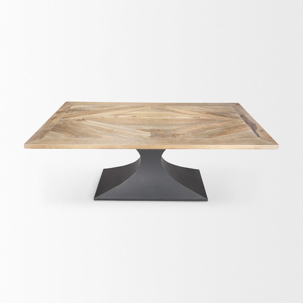 Mercana - Maxton Light Brown Wood w/ Dark Gunmetal Iron Metal Dining Table - 69847-AB view 6