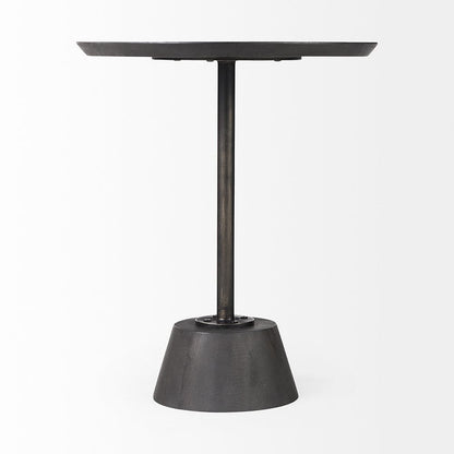 Mercana - Maxwell 20" Round Dark Brown Wood w/ Black Metal Pedestal Side Table - 69204 view 2
