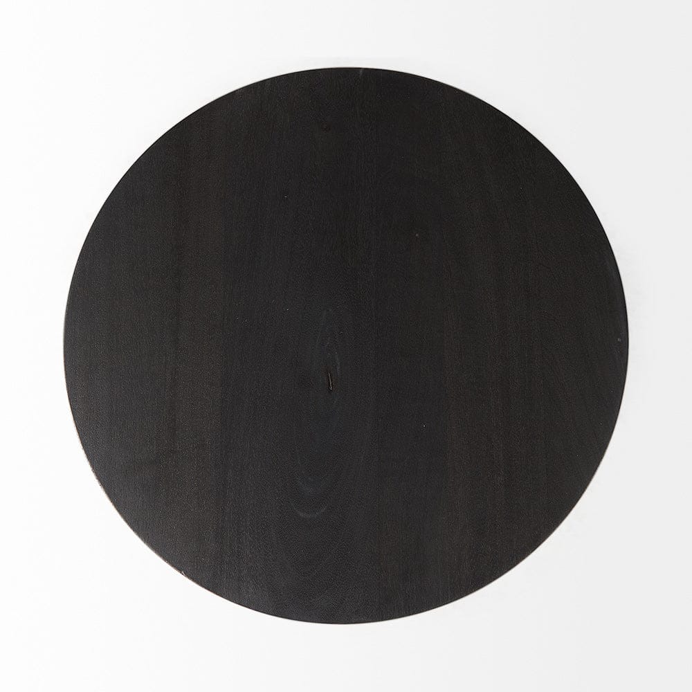 Mercana - Maxwell 20" Round Dark Brown Wood w/ Black Metal Pedestal Side Table - 69204 view 3