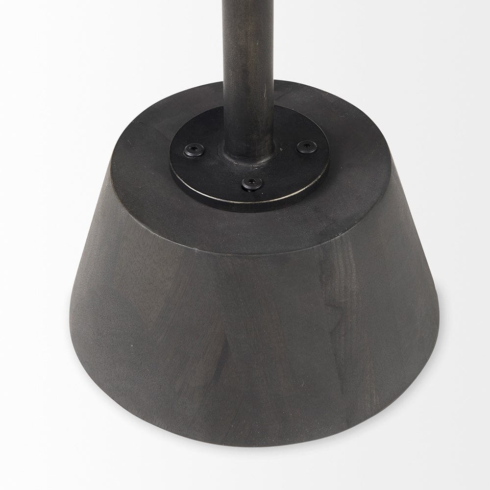 Mercana - Maxwell 20" Round Dark Brown Wood w/ Black Metal Pedestal Side Table - 69204 view 7