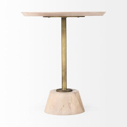 Mercana - Maxwell 20" Round Light Brown Wood w/ Gold Metal Pedestal Side Table - 69205 view 2