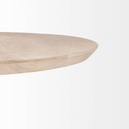 Mercana - Maxwell 20" Round Light Brown Wood w/ Gold Metal Pedestal Side Table - 69205 view 5
