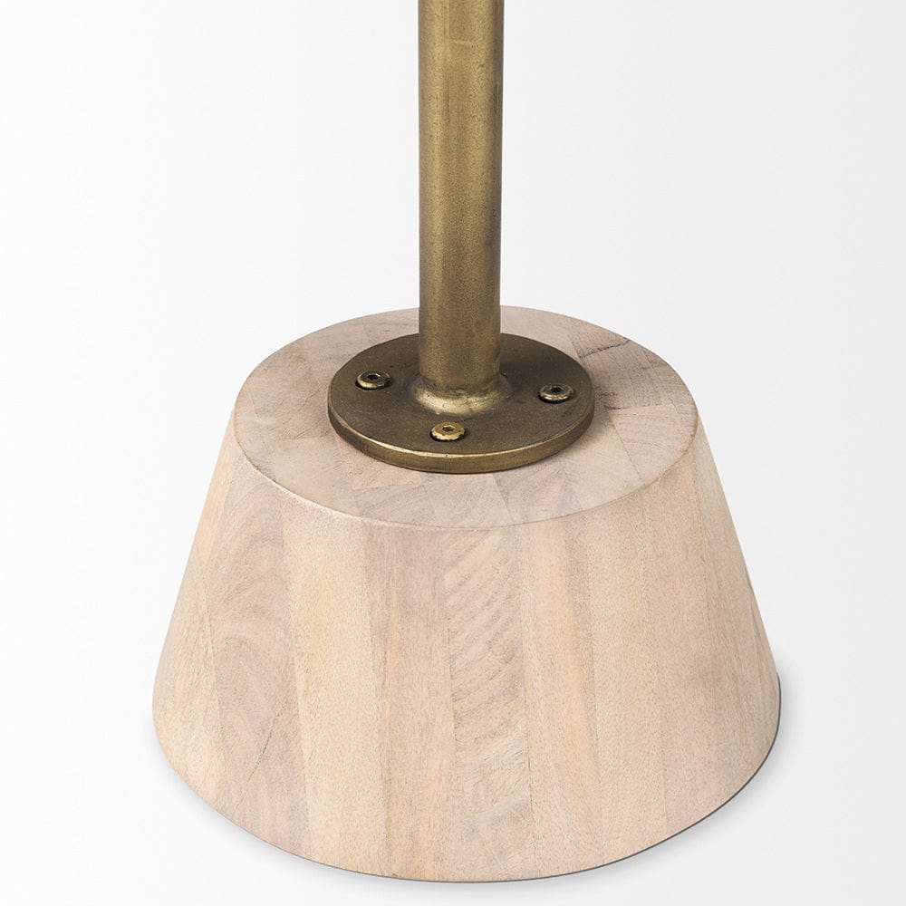 Mercana - Maxwell 20" Round Light Brown Wood w/ Gold Metal Pedestal Side Table - 69205 view 7