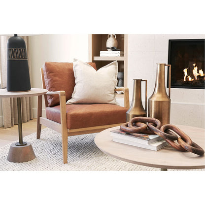 Mercana - Maxwell 20" Round Light Brown Wood w/ Gold Metal Pedestal Side Table - 69205 view 11