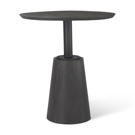 Mercana - Maxwell 32" Round Black-Brown Wood w/ Black Metal Pedestal Bistro Table - 69926-AB view 1