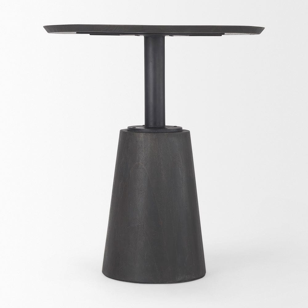 Mercana - Maxwell 32" Round Black-Brown Wood w/ Black Metal Pedestal Bistro Table - 69926-AB view 3