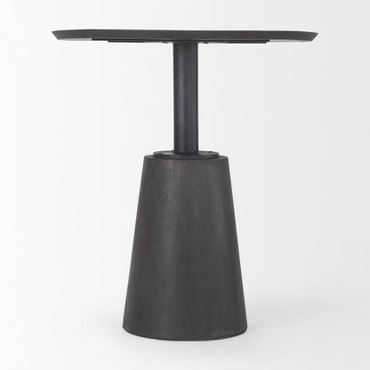 Mercana - Maxwell 32" Round Black-Brown Wood w/ Black Metal Pedestal Bistro Table - 69926-AB view 3