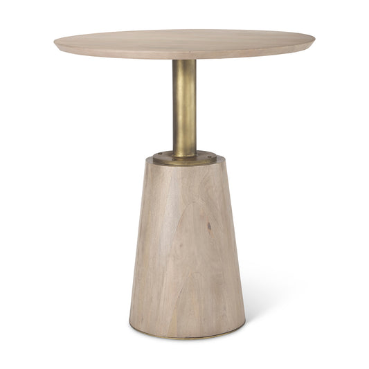 Mercana - Maxwell 32" Round Light Wood Tabletop & Base w/ Gold Metal Accent Pedestal Bistro Table - 69927-AB view 1