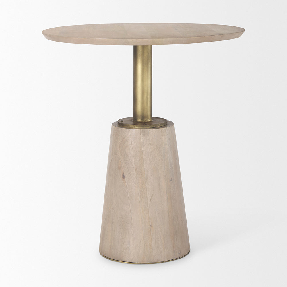 Mercana - Maxwell 32" Round Light Wood Tabletop & Base w/ Gold Metal Accent Pedestal Bistro Table - 69927-AB view 2