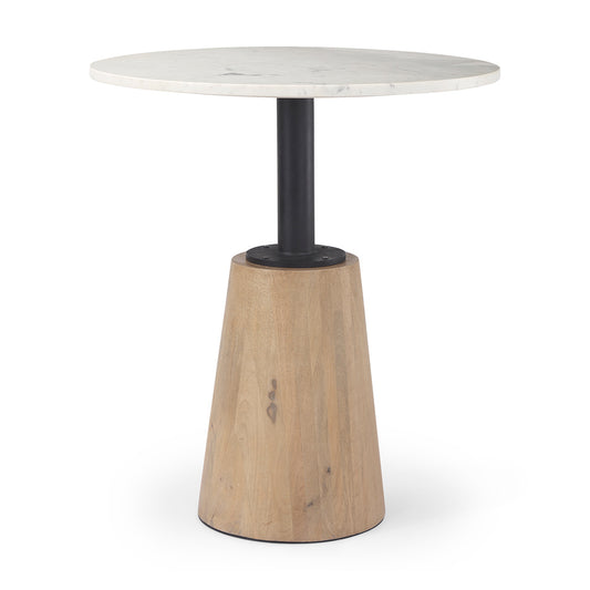 Mercana - Maxwell 32" Round White Marble Tabletop w/ Blonde Wood & Black Metal Accent Pedestal Bistro Table - 69928-AB view 1
