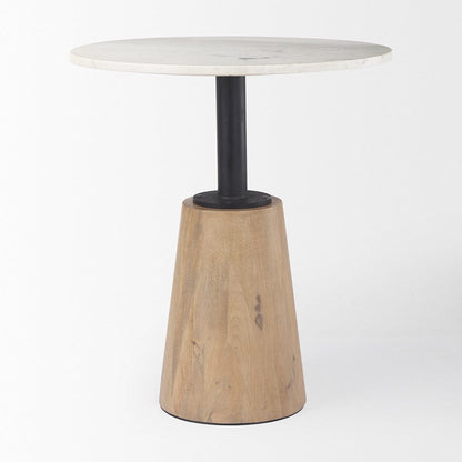 Mercana - Maxwell 32" Round White Marble Tabletop w/ Blonde Wood & Black Metal Accent Pedestal Bistro Table - 69928-AB view 2