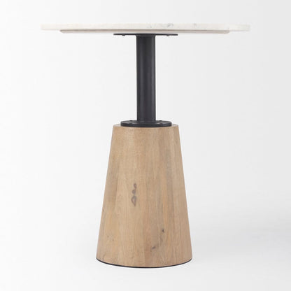 Mercana - Maxwell 32" Round White Marble Tabletop w/ Blonde Wood & Black Metal Accent Pedestal Bistro Table - 69928-AB view 3