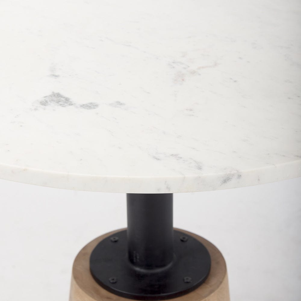 Mercana - Maxwell 32" Round White Marble Tabletop w/ Blonde Wood & Black Metal Accent Pedestal Bistro Table - 69928-AB view 4