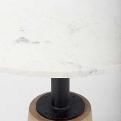 Mercana - Maxwell 32" Round White Marble Tabletop w/ Blonde Wood & Black Metal Accent Pedestal Bistro Table - 69928-AB view 4