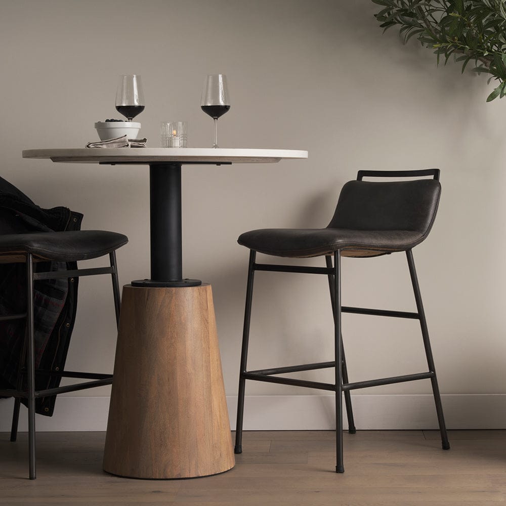 Mercana - Maxwell 32" Round White Marble Tabletop w/ Blonde Wood & Black Metal Accent Pedestal Bistro Table - 69928-AB view 9