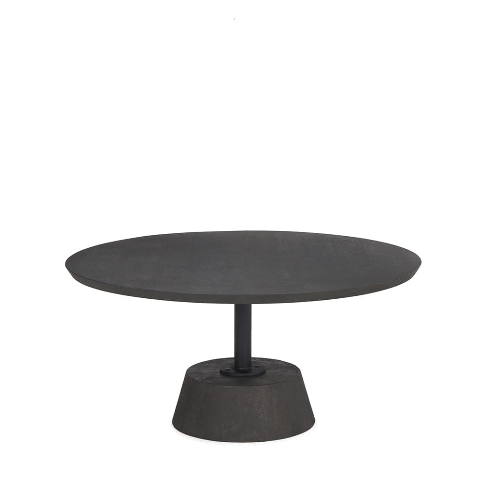 Mercana - Maxwell 34L x 34W x 16H Dark Brown Wood W/ Black Metal Pedestal Base Round Coffee Table - 69202 view 1