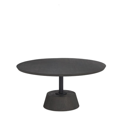 Mercana - Maxwell 34L x 34W x 16H Dark Brown Wood W/ Black Metal Pedestal Base Round Coffee Table - 69202 view 1