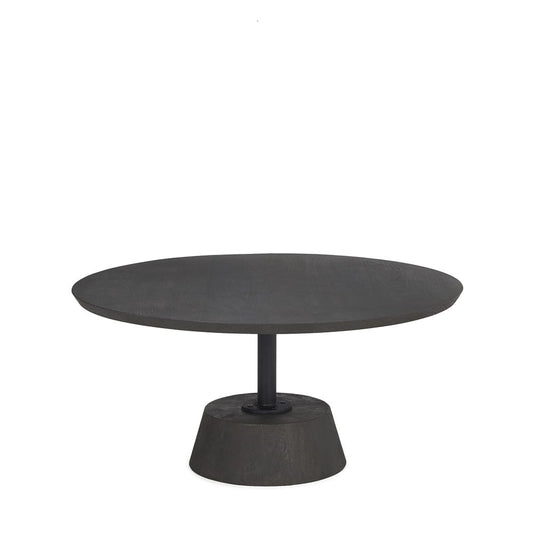 Mercana - Maxwell 34L x 34W x 16H Dark Brown Wood W/ Black Metal Pedestal Base Round Coffee Table - 69202 view 1
