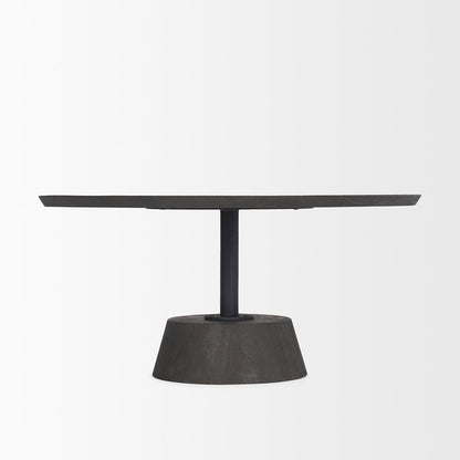 Mercana - Maxwell 34L x 34W x 16H Dark Brown Wood W/ Black Metal Pedestal Base Round Coffee Table - 69202 view 3