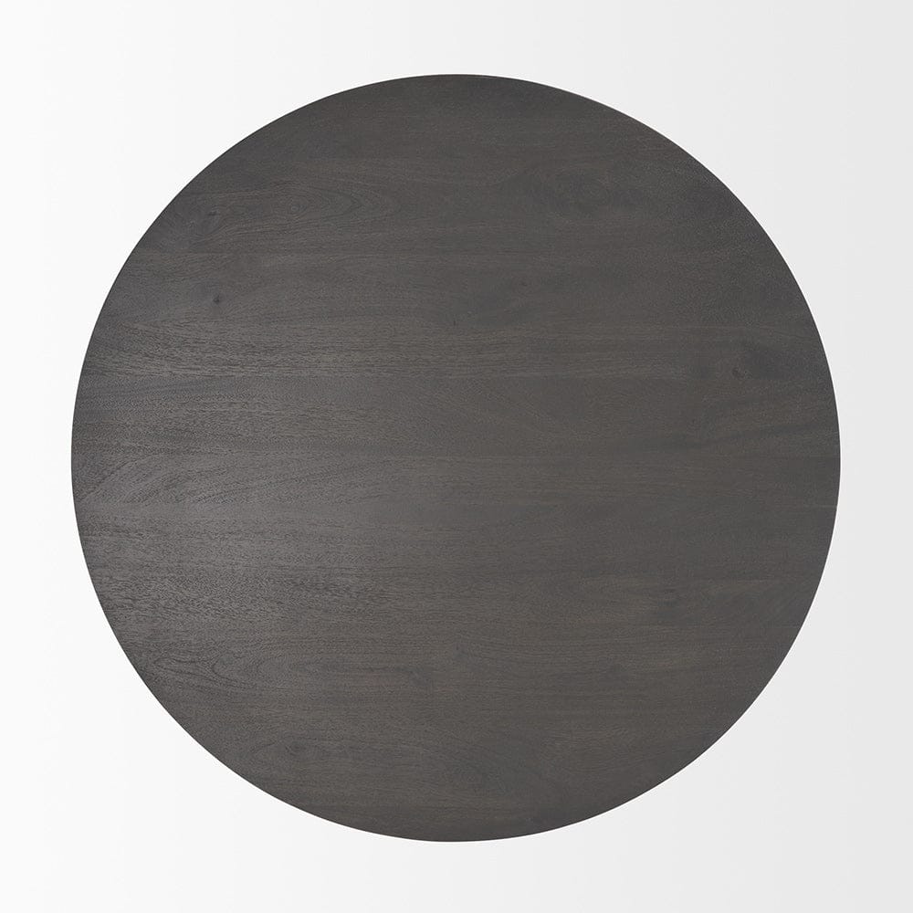 Mercana - Maxwell 34L x 34W x 16H Dark Brown Wood W/ Black Metal Pedestal Base Round Coffee Table - 69202 view 4