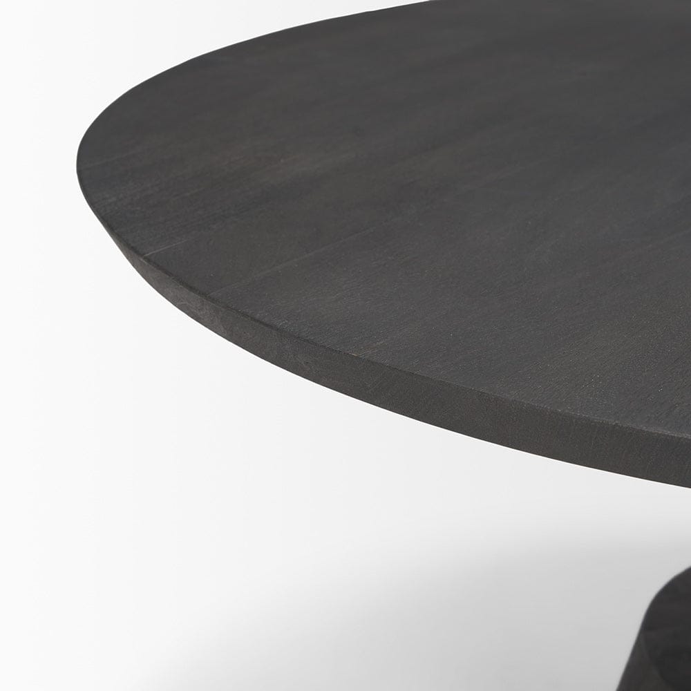 Mercana - Maxwell 34L x 34W x 16H Dark Brown Wood W/ Black Metal Pedestal Base Round Coffee Table - 69202 view 5