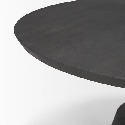 Mercana - Maxwell 34L x 34W x 16H Dark Brown Wood W/ Black Metal Pedestal Base Round Coffee Table - 69202 view 5