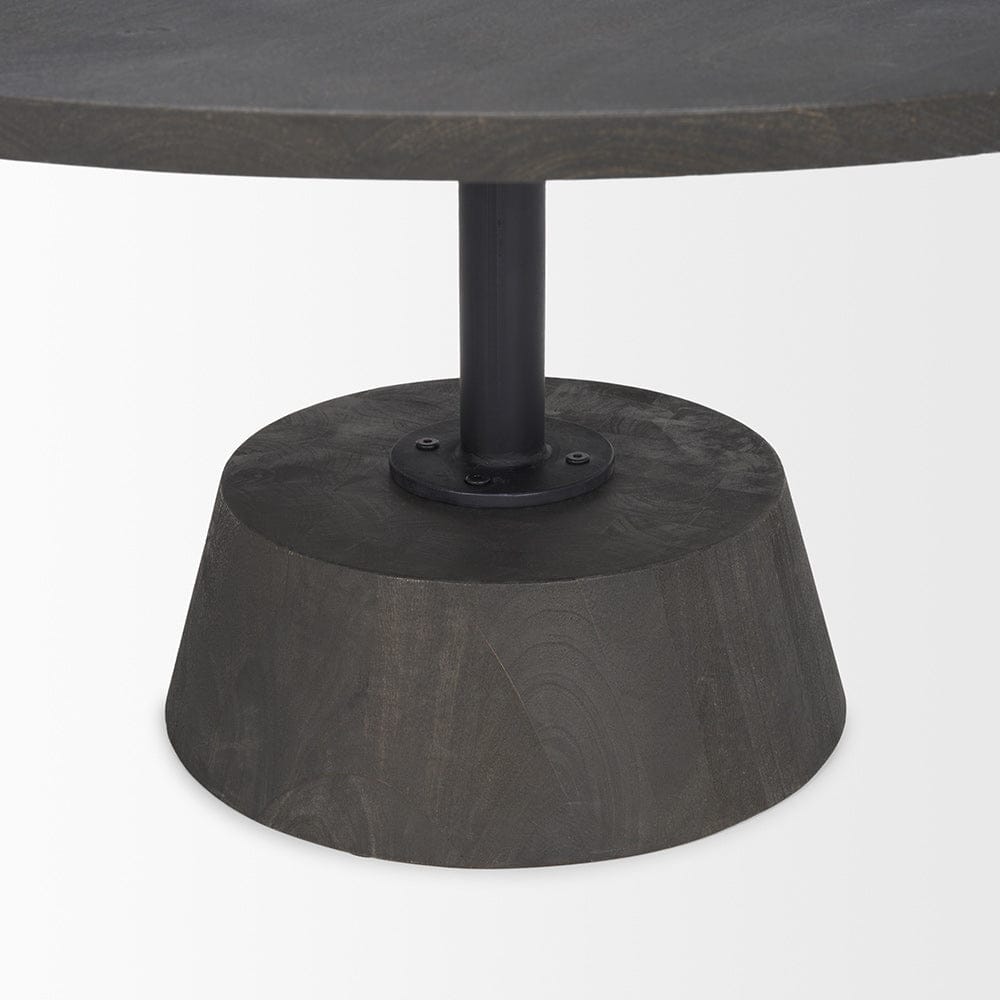 Mercana - Maxwell 34L x 34W x 16H Dark Brown Wood W/ Black Metal Pedestal Base Round Coffee Table - 69202 view 6