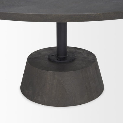 Mercana - Maxwell 34L x 34W x 16H Dark Brown Wood W/ Black Metal Pedestal Base Round Coffee Table - 69202 view 6