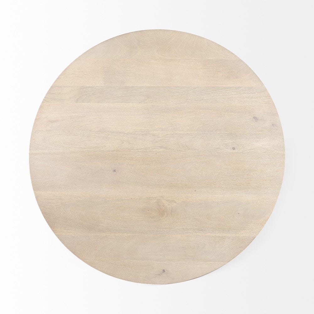 Mercana - Maxwell 34L x 34W x 16H Light Brown Wood W/ Gold Metal Pedestal Base Round Coffee Table - 69203_CLOSEOUT view 3