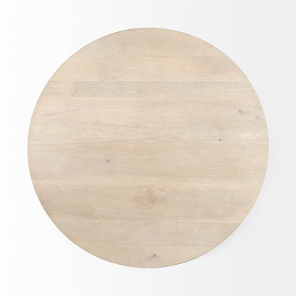 Mercana - Maxwell 34L x 34W x 16H Light Brown Wood W/ Gold Metal Pedestal Base Round Coffee Table - 69203_CLOSEOUT view 3