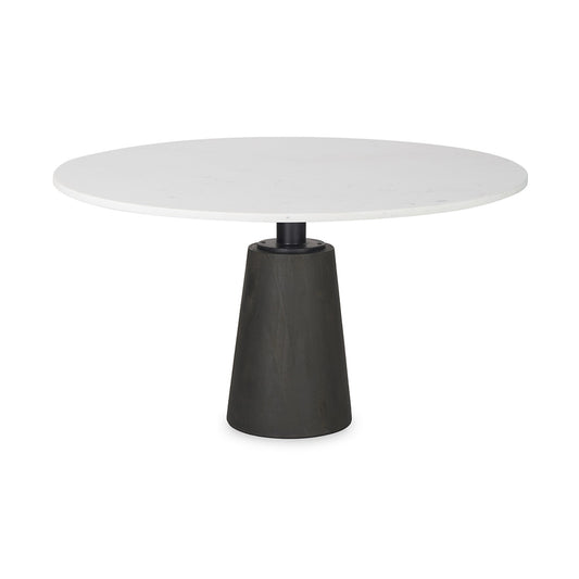 Mercana - Maxwell 48L x 48W x 30H Round White Marble Top w/ Black Metal and Wood Pedestal Base Dining Table - 70781-AB view 1