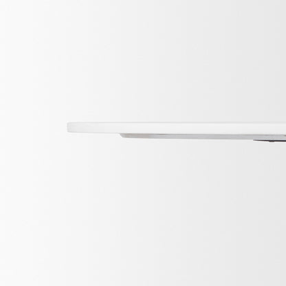 Mercana - Maxwell 48L x 48W x 30H Round White Marble Top w/ Black Metal and Wood Pedestal Base Dining Table - 70781-AB view 3