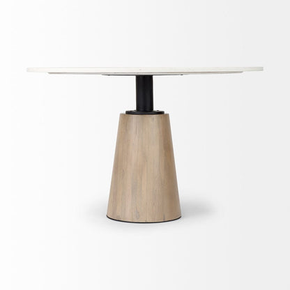 Mercana - Maxwell 48L x 48W x 30H White Marble Round Top W/ Black Metal and Wood Pedestal Base Dining Table - 69366-AB view 2