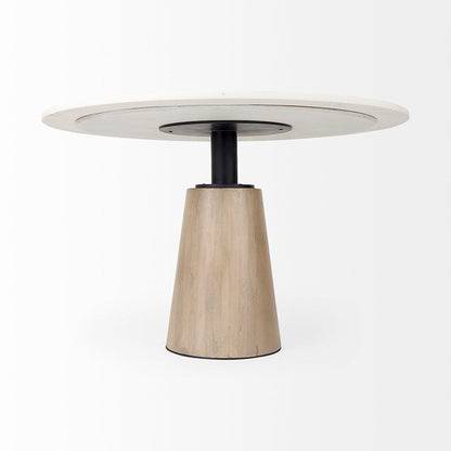 Mercana - Maxwell 48L x 48W x 30H White Marble Round Top W/ Black Metal and Wood Pedestal Base Dining Table - 69366-AB view 3